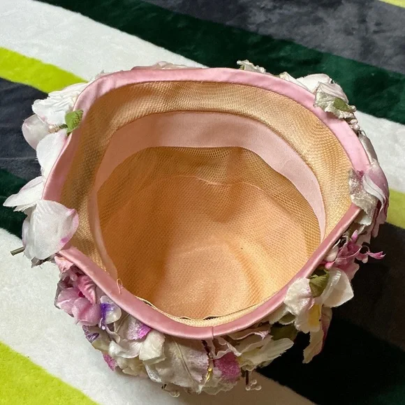 Vintage 1950’s Christian Dior Pink Floral Hat - Picture 10 of 14